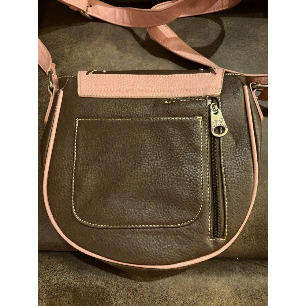 Montana West Pink Brown Western Crossbody Bag with Turquoise Accent - Picture 9 of 16